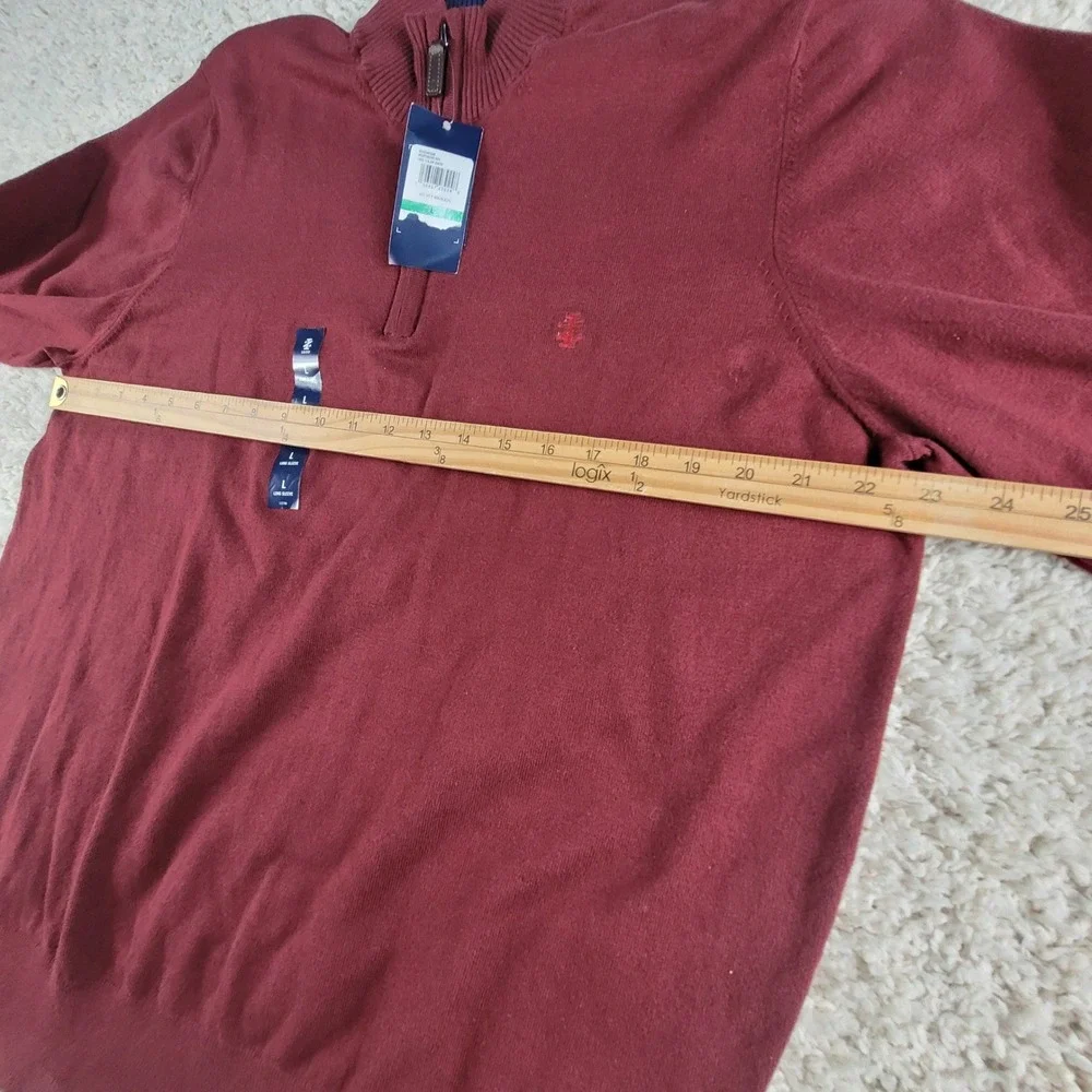 IZOD Quarter Zip Sweater Mens Large Velvet Maroon NWT 46IZFGB25R-604